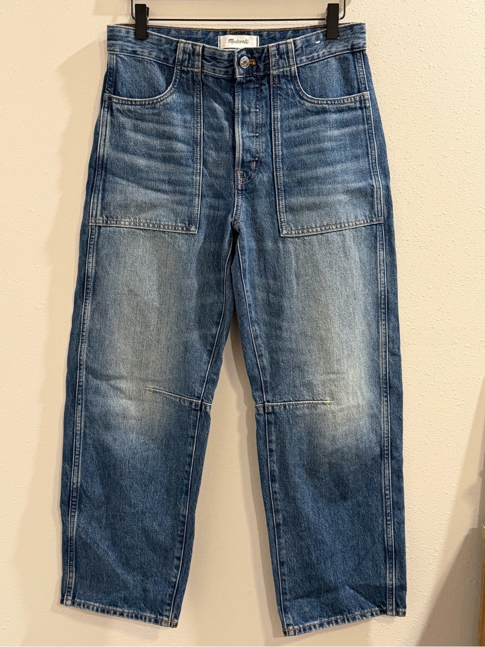 Madewell Size 26 Medium Wash The Darted Barrel Leg Denim Jeans Button Fly Casual